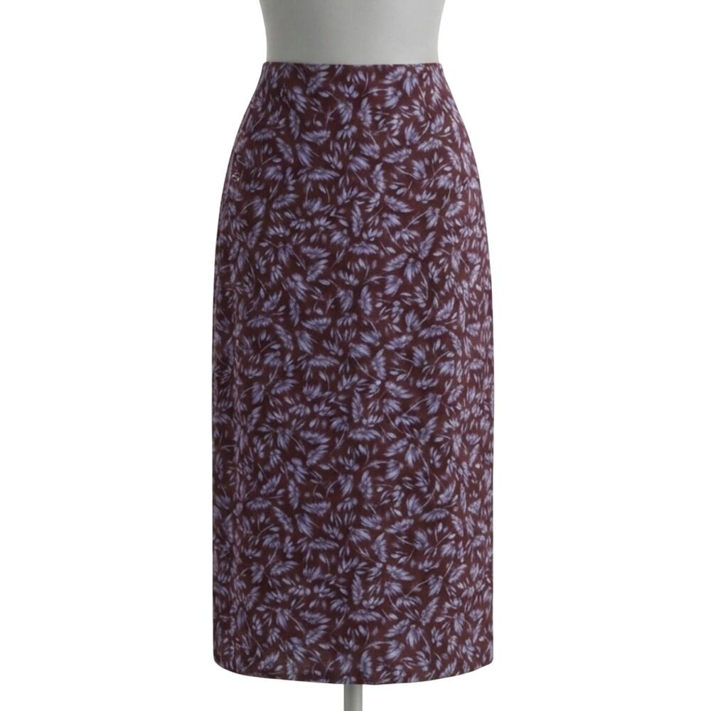 Madewell Drapey Pull On Midi Skirt Floral Knit Brown Blue Dark Carob Medium